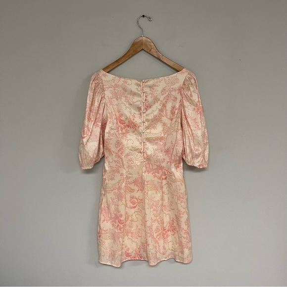Laura Ashley x  Urban Outfitters‎ Puff Sleeve Dress Size Large Cream Pink Floral - Picture 10 of 14